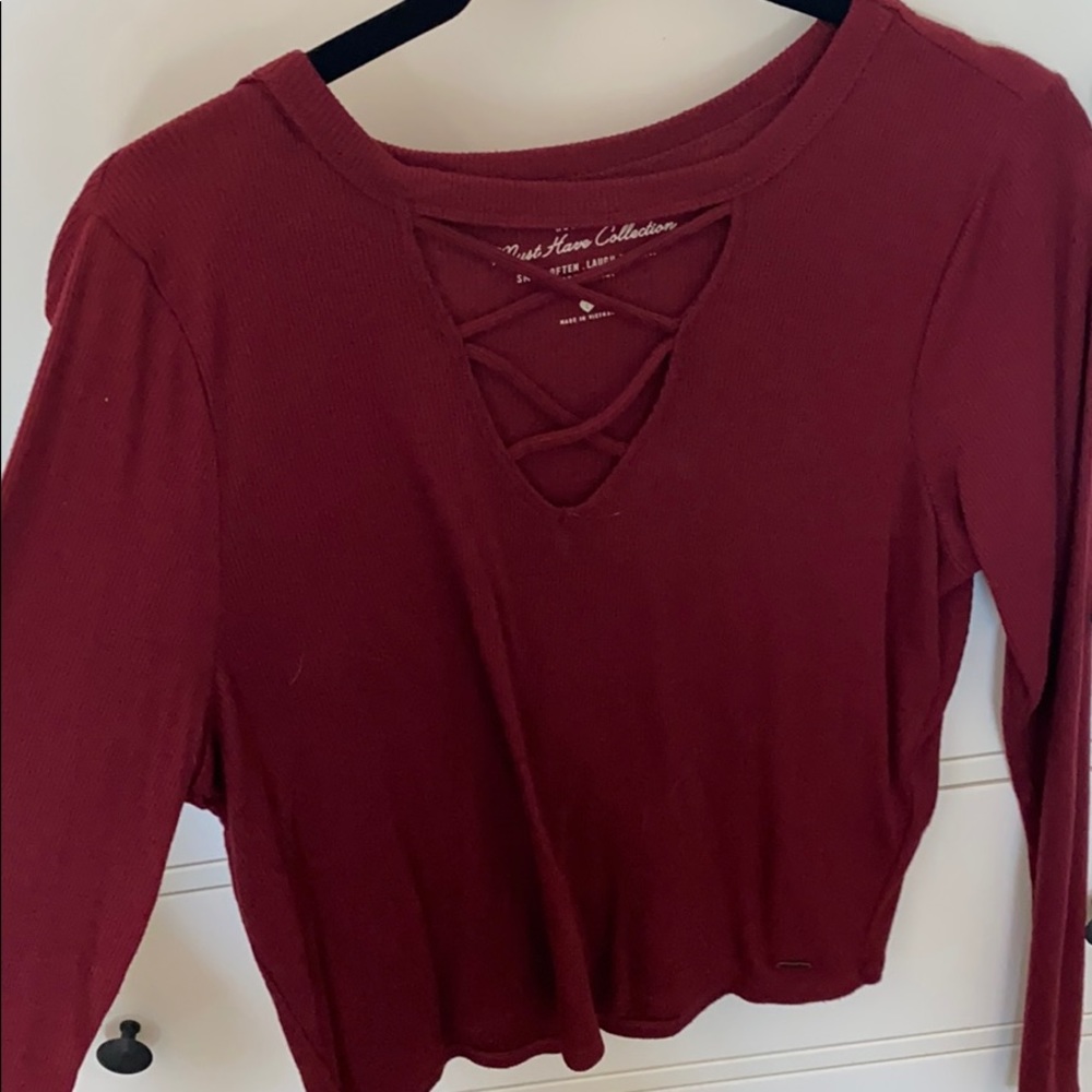 Hollister-red long sleeve t-shirt